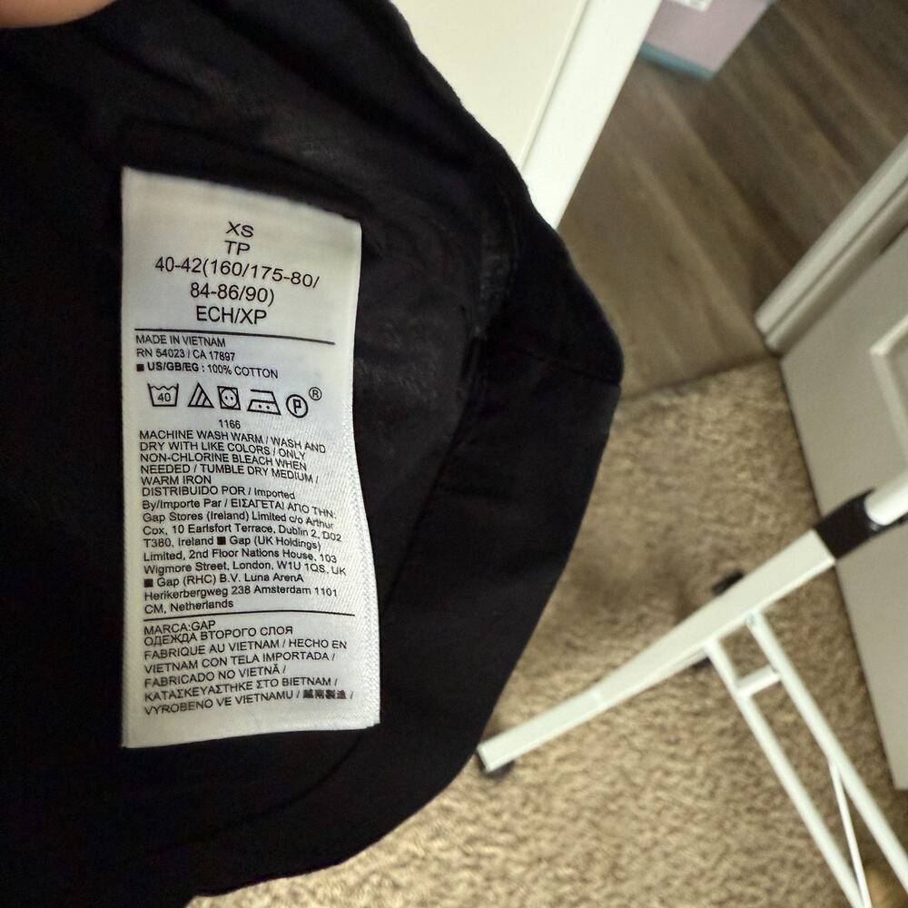 Gap Women Midi Dress XS Black Puff Sleeve Keyhole Citycore Minimalist Preppy NEW - Picture 6 of 7